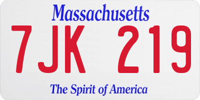 MA license plate 7JK219
