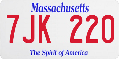 MA license plate 7JK220