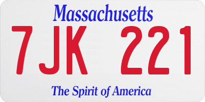 MA license plate 7JK221