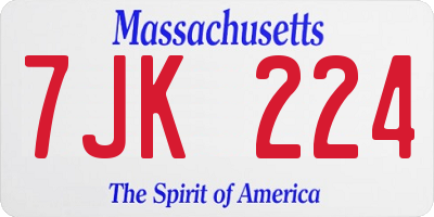MA license plate 7JK224