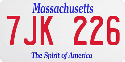 MA license plate 7JK226
