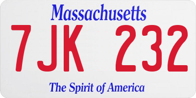 MA license plate 7JK232