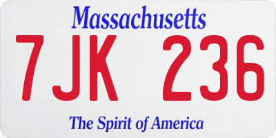 MA license plate 7JK236