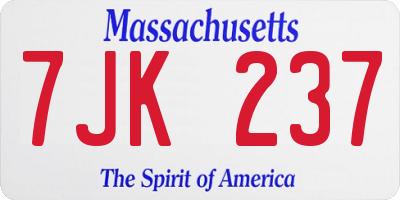 MA license plate 7JK237