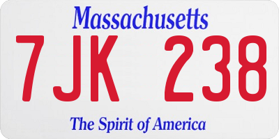 MA license plate 7JK238
