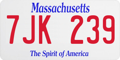 MA license plate 7JK239