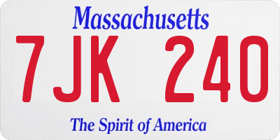 MA license plate 7JK240