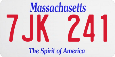 MA license plate 7JK241