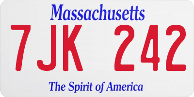 MA license plate 7JK242