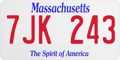 MA license plate 7JK243