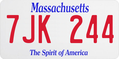MA license plate 7JK244