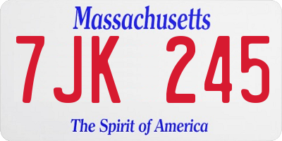 MA license plate 7JK245