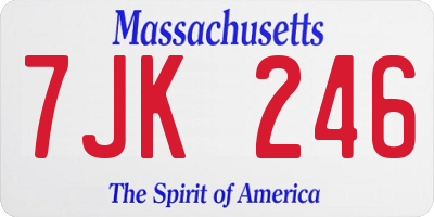MA license plate 7JK246