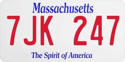 MA license plate 7JK247