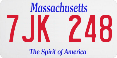 MA license plate 7JK248
