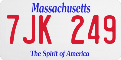 MA license plate 7JK249