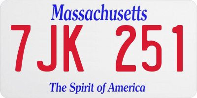 MA license plate 7JK251