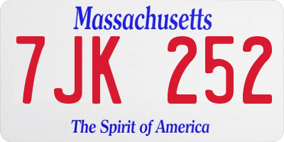 MA license plate 7JK252