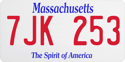 MA license plate 7JK253