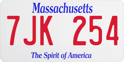 MA license plate 7JK254