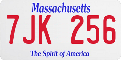 MA license plate 7JK256