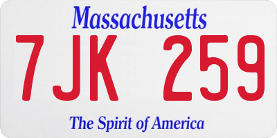 MA license plate 7JK259