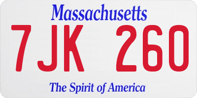 MA license plate 7JK260