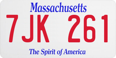 MA license plate 7JK261