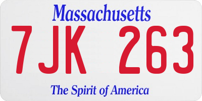 MA license plate 7JK263
