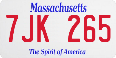 MA license plate 7JK265
