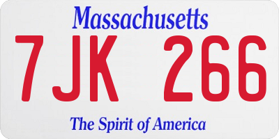 MA license plate 7JK266