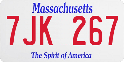 MA license plate 7JK267