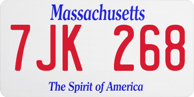 MA license plate 7JK268