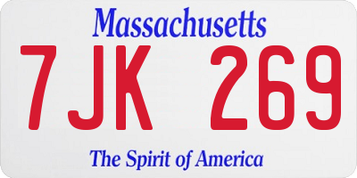 MA license plate 7JK269
