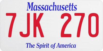 MA license plate 7JK270