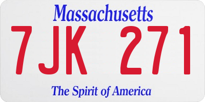 MA license plate 7JK271