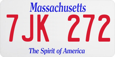 MA license plate 7JK272