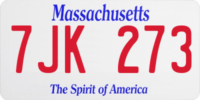 MA license plate 7JK273