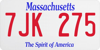MA license plate 7JK275