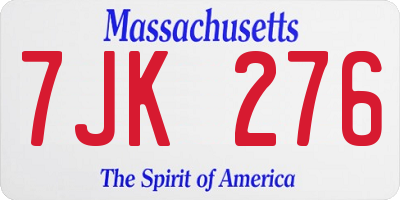 MA license plate 7JK276