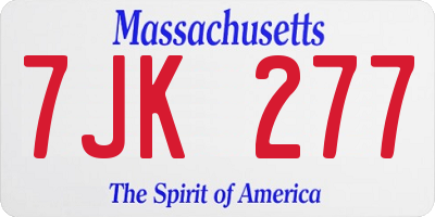 MA license plate 7JK277