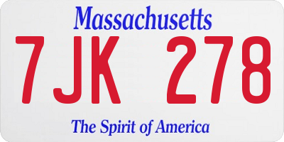 MA license plate 7JK278