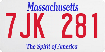 MA license plate 7JK281
