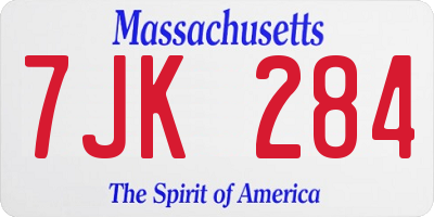 MA license plate 7JK284