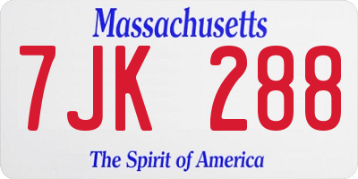 MA license plate 7JK288