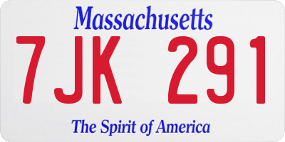 MA license plate 7JK291
