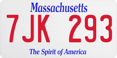 MA license plate 7JK293
