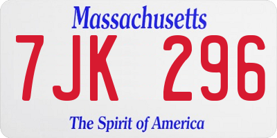 MA license plate 7JK296