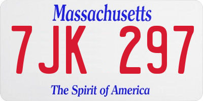 MA license plate 7JK297