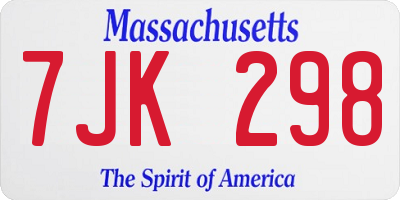 MA license plate 7JK298